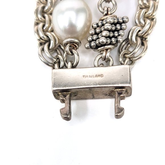 Michael Dawkins Sterling Silver 4 Strand Bracelet 7” Inside  Michael Dawkins 4 Strand 925 Silver Pearl Bracelet